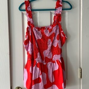 Ava & Viv Red and Pink Smocked Top